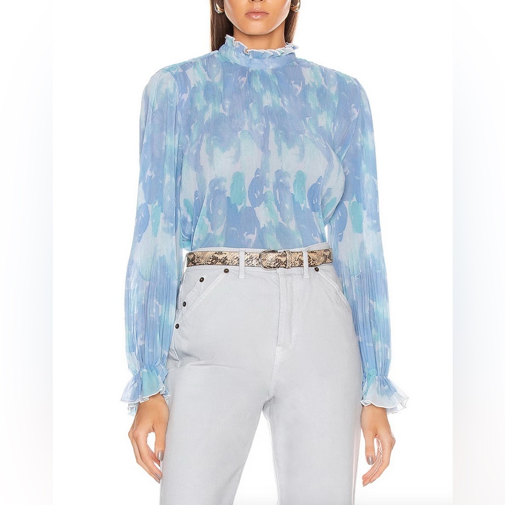 GANNI Pleated Georgette Top